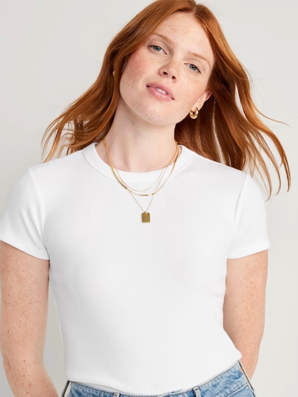 NWT Old navy ribbed crew neck t-shirt in white size large (229)